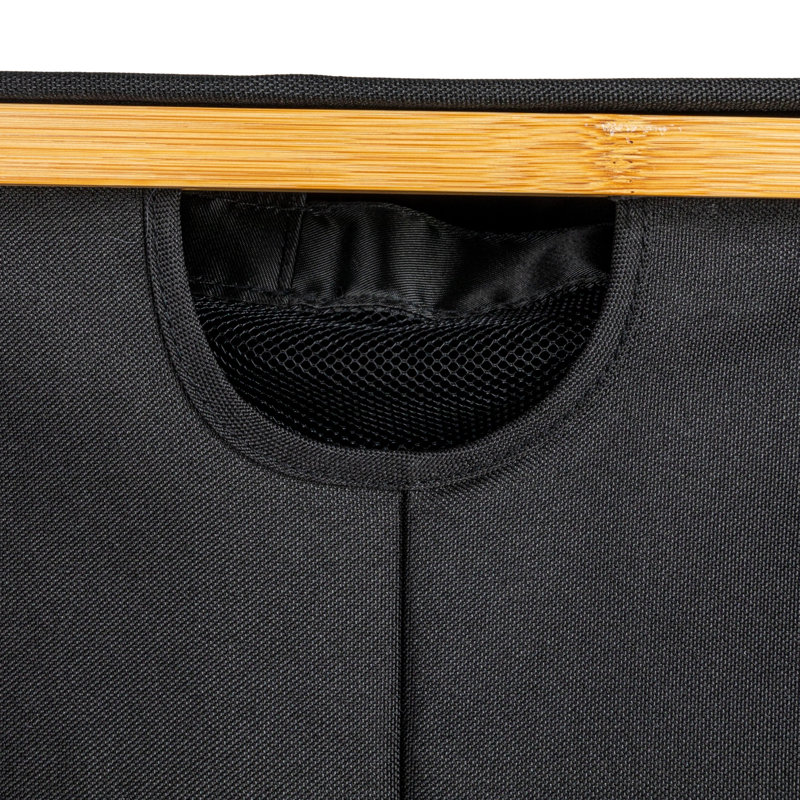 Black Polyester Rectangular Upright Hamper with Flip Top Lid