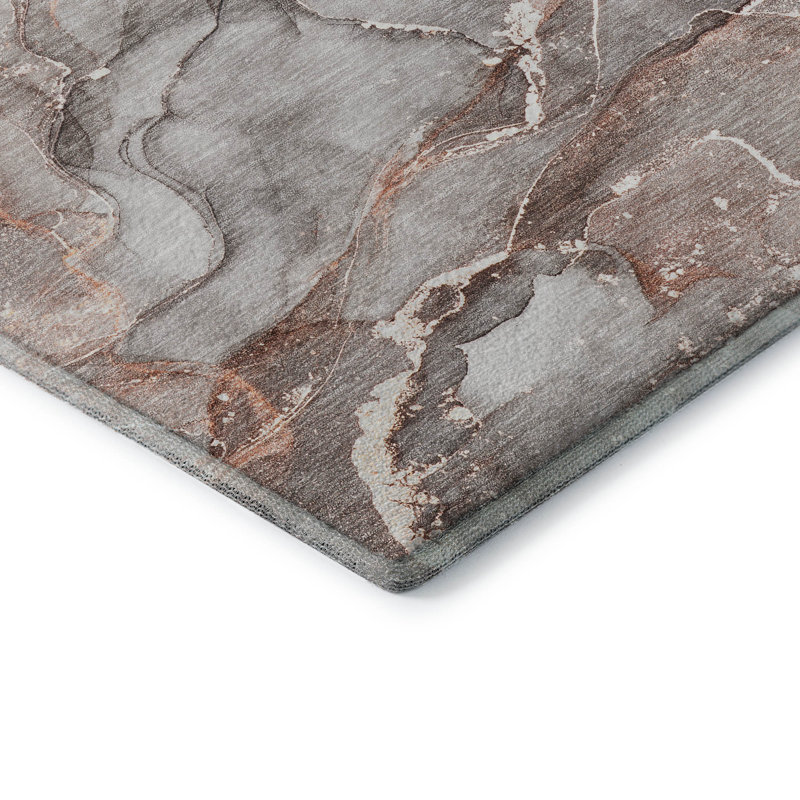 Tapis gris Cerrito AMF519 lavable à la machine de qualité supérieure, Rectangle 1 pi 8 po x 2 pi 6 po