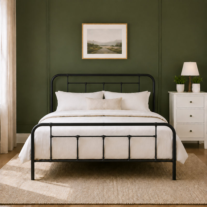 Nelya Metal Platform Bed, Black, Full/Double
