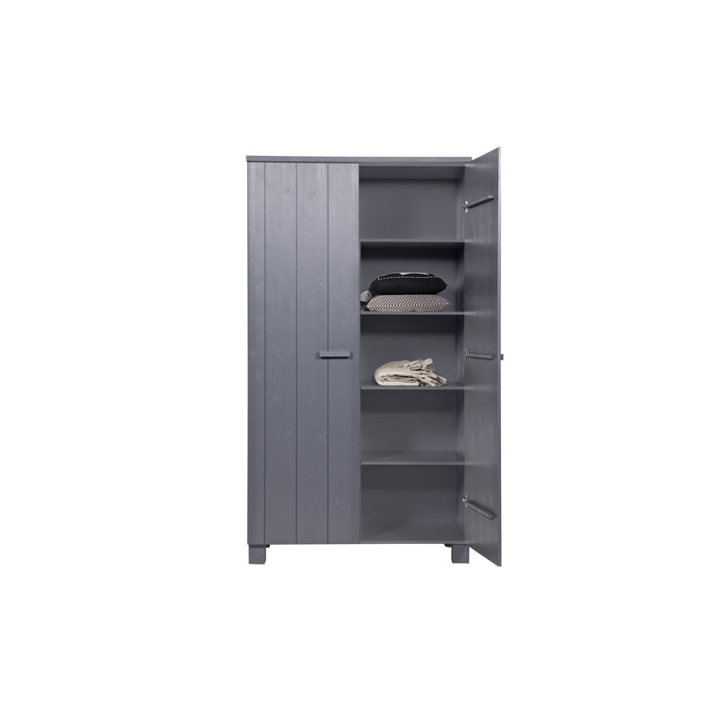 Sarcoxie 2 Door Wood Wardrobe, Steel Grey