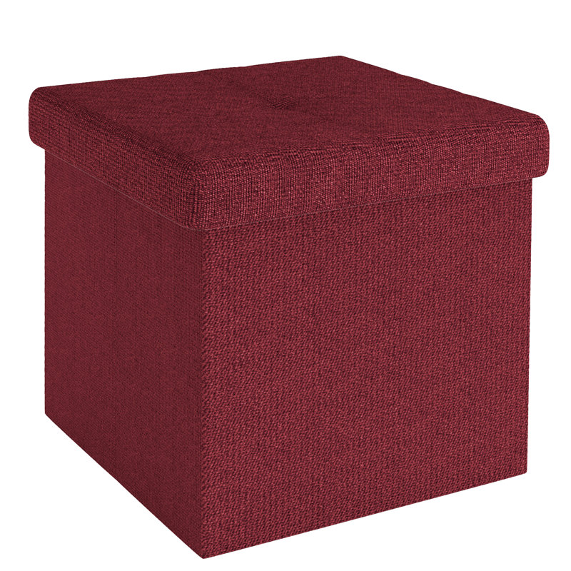 Ewaoluwa 38cm Wide Square Solid Colour Ottoman with Storage, Dark Red
