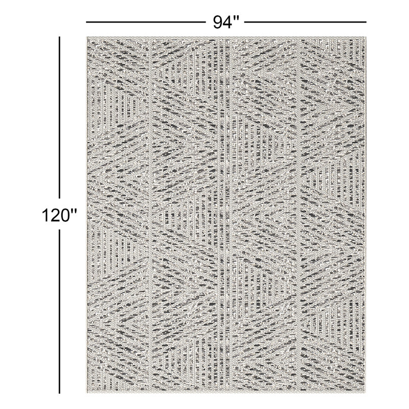 Tapis intérieur / extérieur à motif géométrique et rayé Silva, Rectangle 7 pi 10 po x 10 pi