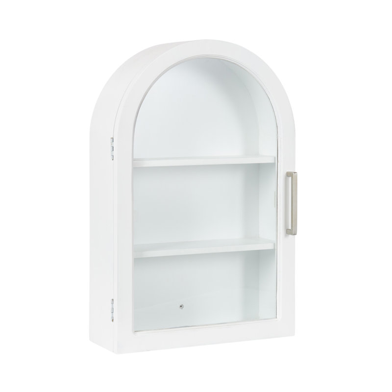 Armoire arquée en bois pour rangement mural, Blanc
