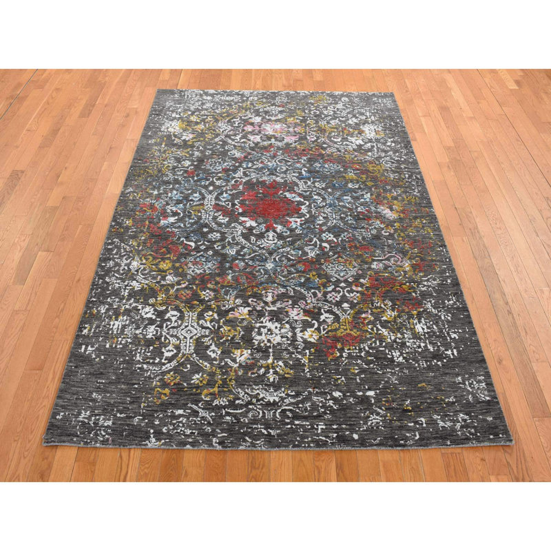 Zyerre One-of-a-Kind Rectangle 6'1" X 9'2" New Age Silk Area Rug Ivory