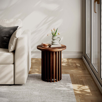 17.72'' Round Side Table, Modern Wood Side Table, End Table, MDF