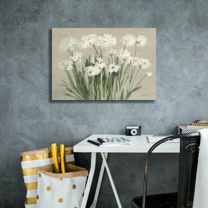 Red Barrel Studio® 'Snowy Paperwhites Neutral' by Danhui Nai Canvas Wall Art, 18" H x 26" W