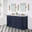 Palace 60 In. Double Sink White Quartz Countertop Vanity In Monarch Blue With Waterfall Faucets
