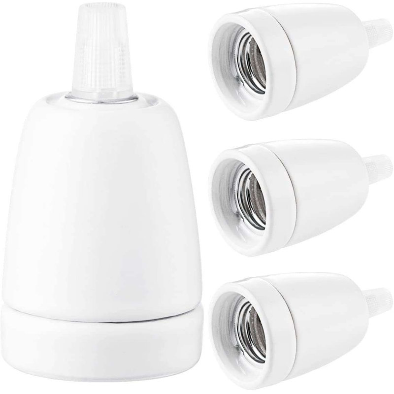 Ceramic Lamp Socket E27 Base Lamp Holder With Cord Grips, Industrial Porcelain Lamp Light Bulb Holder Lamp Base Attachment