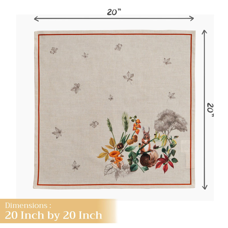 Maison d' Hermine Cloth Napkins Set of 4 100% Cotton for Thanksgiving Christmas Decorations Everyday Reusable Square Fall Napkins Cloth Washable Dinner Party (Recolte, 20"x20")