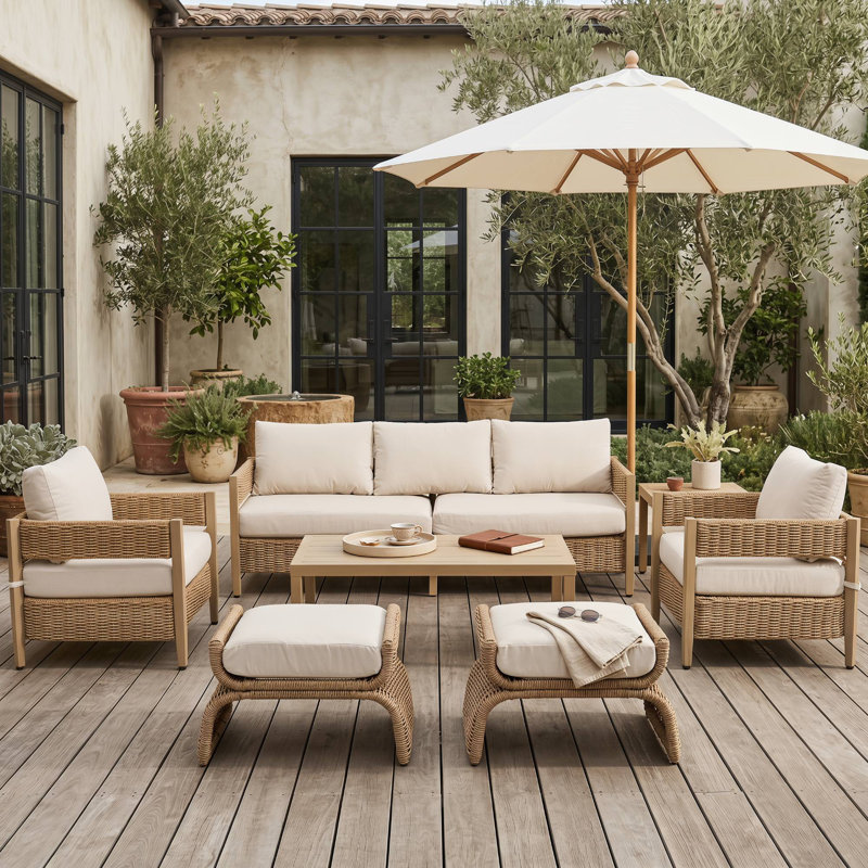 Ensemble de conversation pour patio 7 pièces 7 pièces, Beige