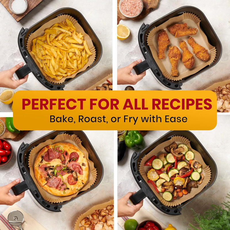 Air Fryer Paper Liners, 100Pcs Non-Stick Oil Resistant Air Fryer Paper Liners, 7.9 Inch Air Fryer Liners Disposable, Airfryer Liners For Air Fryer, Baking, Roasting Microwave