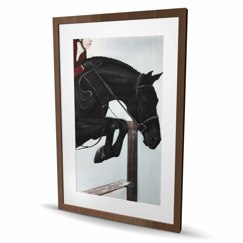 Concours d'équitation - femme hyperréaliste, reproduction d'art encadrée