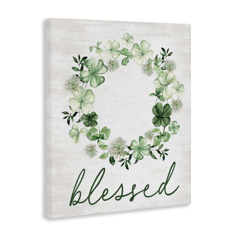 «Blessed with Spring Clover Wreath Canvas», design par Lettré et doublé, H 20 po x l 16 po