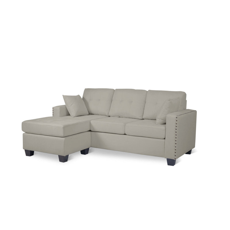 Canapé modulaire 2 pièces Kyneshia, Tissu gris pâle