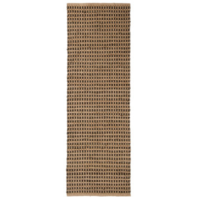 Jazz Hand Loomed Plaid Area Rug in Tan/Black