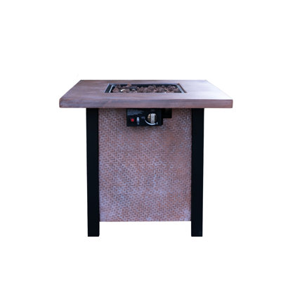 25" H Outdoor Heating Fire Pit Feature, 50000Btu, Dark Pink, Fiberglass Iron, High Temperature Resistance, Rust-, American Design Propane Gas Fireplace Tabletop Maintenance H, 50,000 , & Long