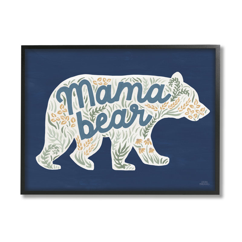 «Stupell Industries Blue Mama Bear Botanicals», art mural sur toile par Laura Marshall, H 16 po x l 20 po x P 1,5 po