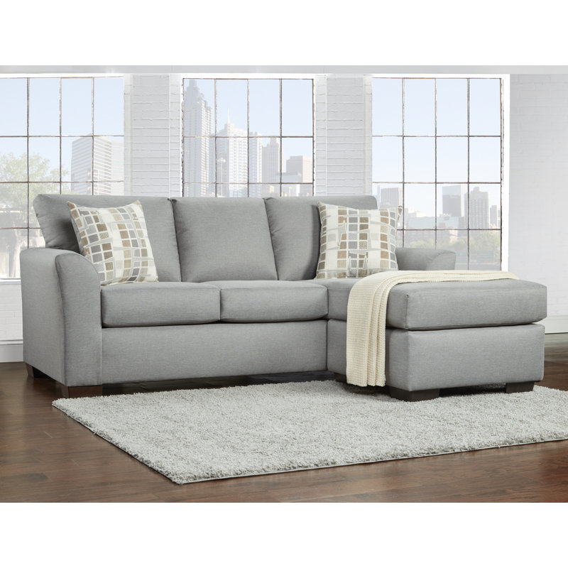 84" Wide Cotton Reversible Sofa & Chaise, Gray