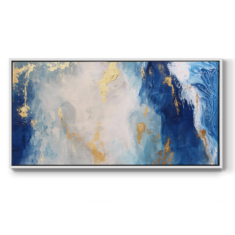Série abstraite - CD XXVI - Toile tendue avec châssis encadré - Prêt à être accroché, H 17 po x l 33 po, Blanc