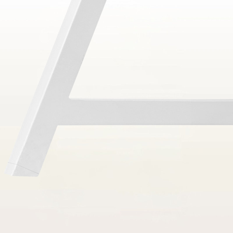 Chevron White Finish Computer Desk with Hutch And Shelf And Metal Leg, 39.04" H X 47" W X 23.5" D, White
