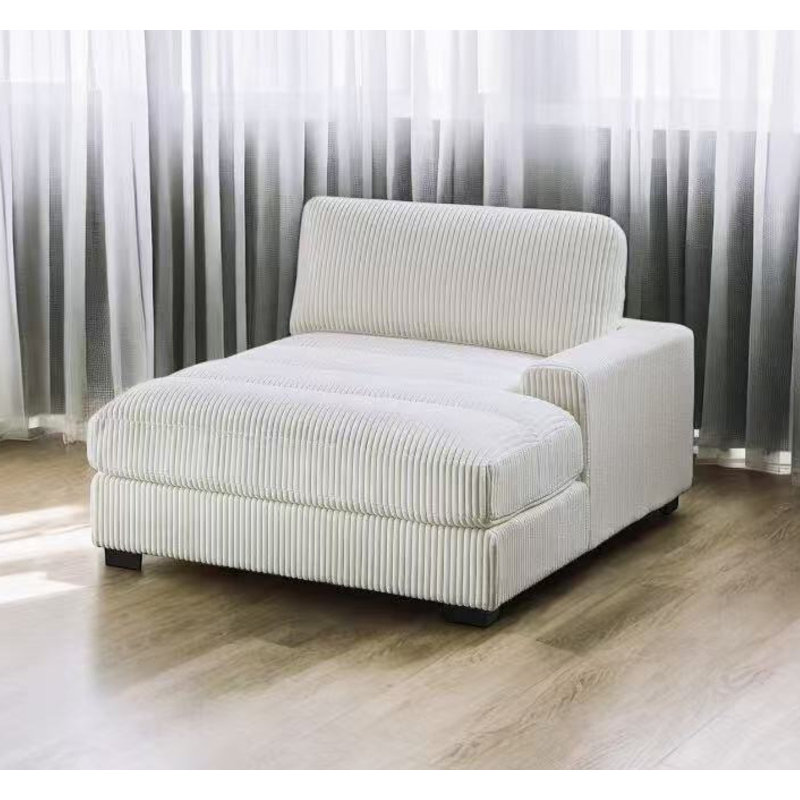Chaise longue rembourrée Alberico, Velours côtelé beige