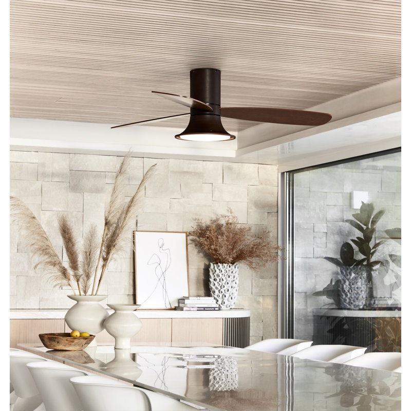 Ventilateur de plafond encastré intérieur / extérieur 52 po avec éclairage et télécommande Flusso, Bronze