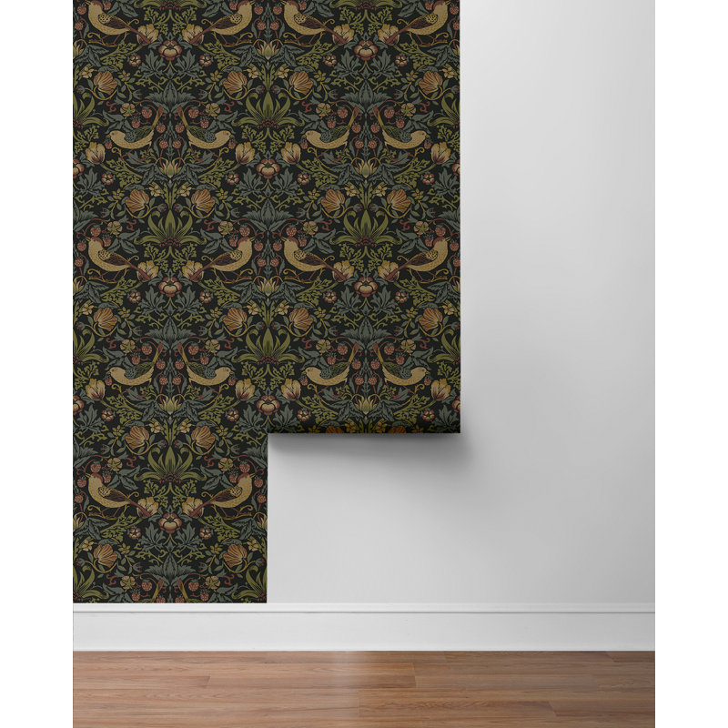Clauson 18' L x 20.9" W Peel and Stick Wallpaper Roll, Black
