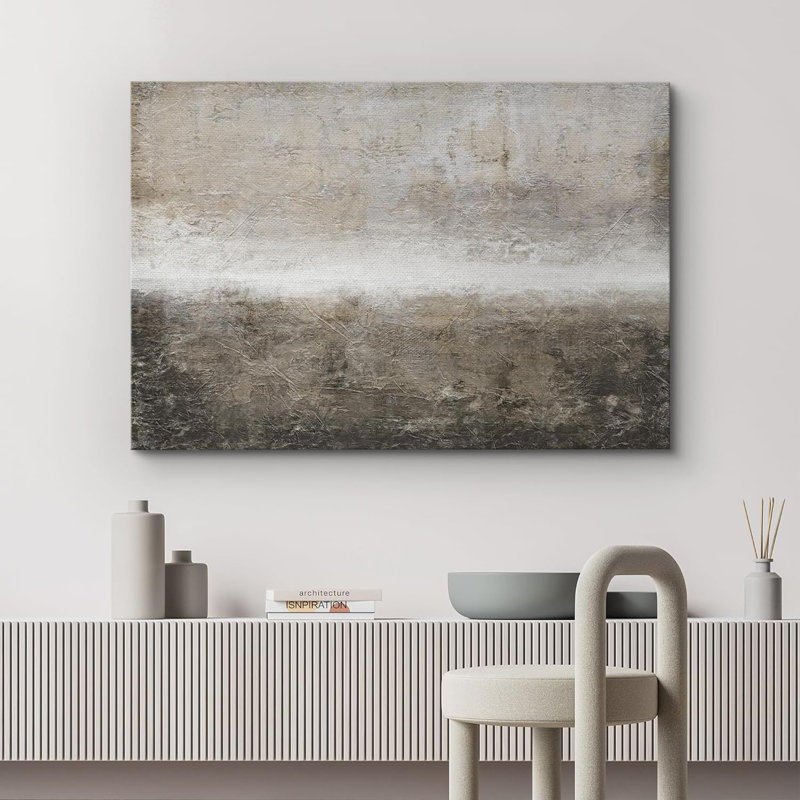 «Minimal Landscape Minimal Brown Brush Stroke Pastel Abstract Landscape Contemporary Art Living Room Office on Canvas Print