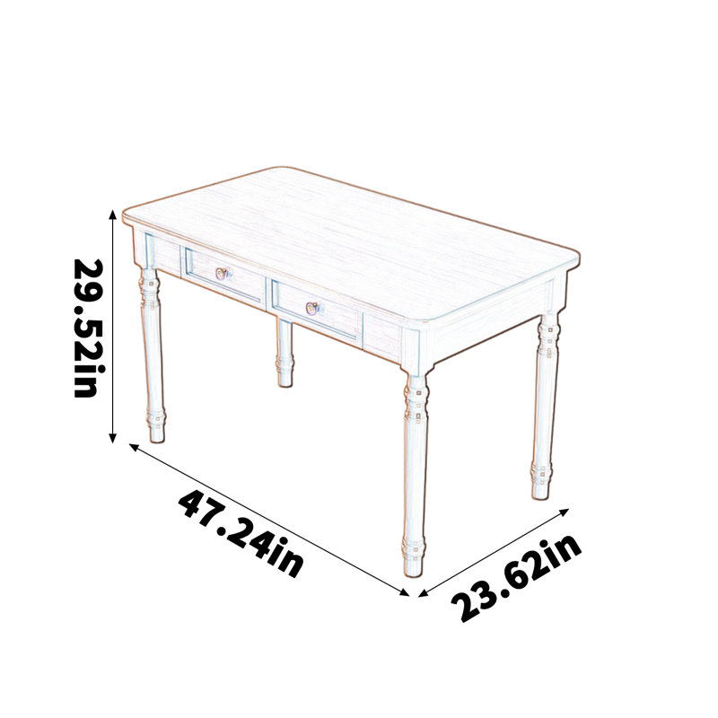 Bureau artistique rétro brun noyer massif, H 29,52 po x l 47,24 po x P 23,62 po