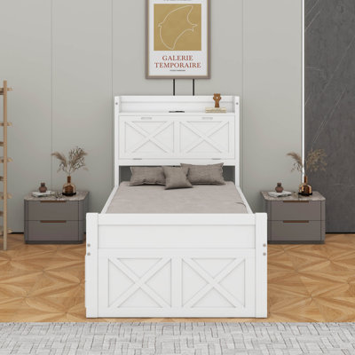 Lit simple en bois avec lit gigogne