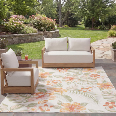 Madely Floral Machine Made Area Rug Ivory/Rust Sage