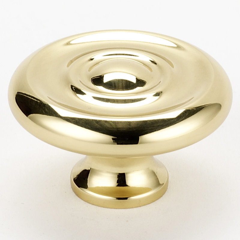 Mushroom Knob, Polished Brass, 1" H x 1.25" W x 0.63" D