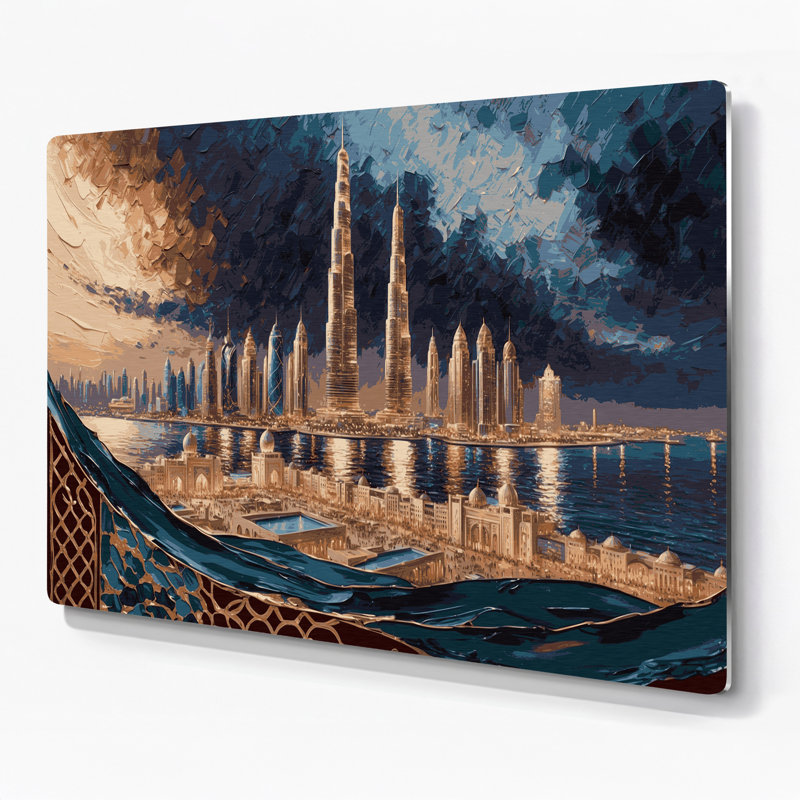 Art mural gris en villes, Koweit, H 144 po x l 216 po x P 0,05 po