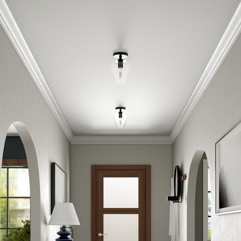 Alexsondra Glass Semi Flush Mount, Matte Black