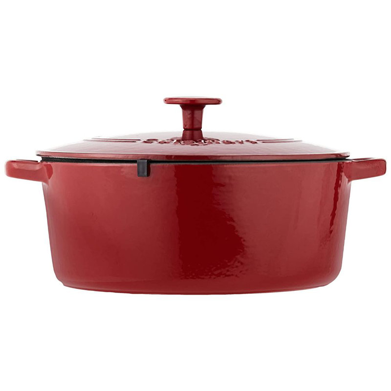 Cocotte ronde en fonte émaillée classique avec couvercle Cuisinart Chef, 7 pte, Rouge cardinal