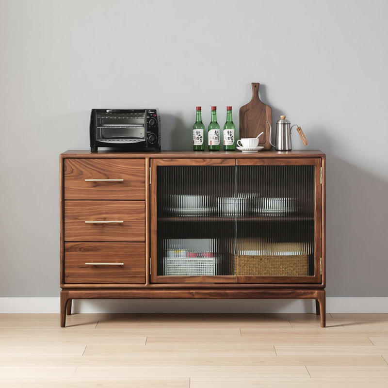 Buffet simple rétro en bois massif, H 31,49 po x l 47,24 po x P 16,53 po