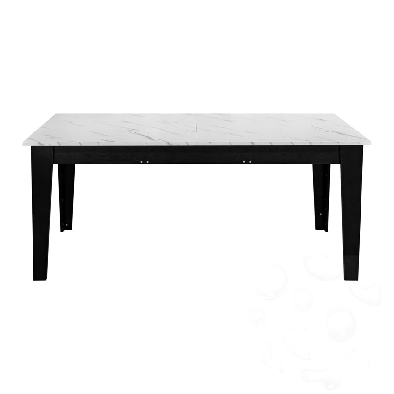 Large Extendable Dining Table, White&Black / Black