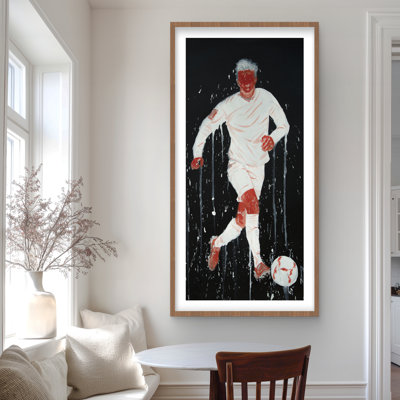 Soccer Player  Black Sports  Games Framed Matted Print