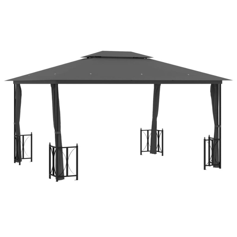 Dakota Fields Gazebo With Sidewalls&Double Roofs 3X4 M Anthracite, Anthracite