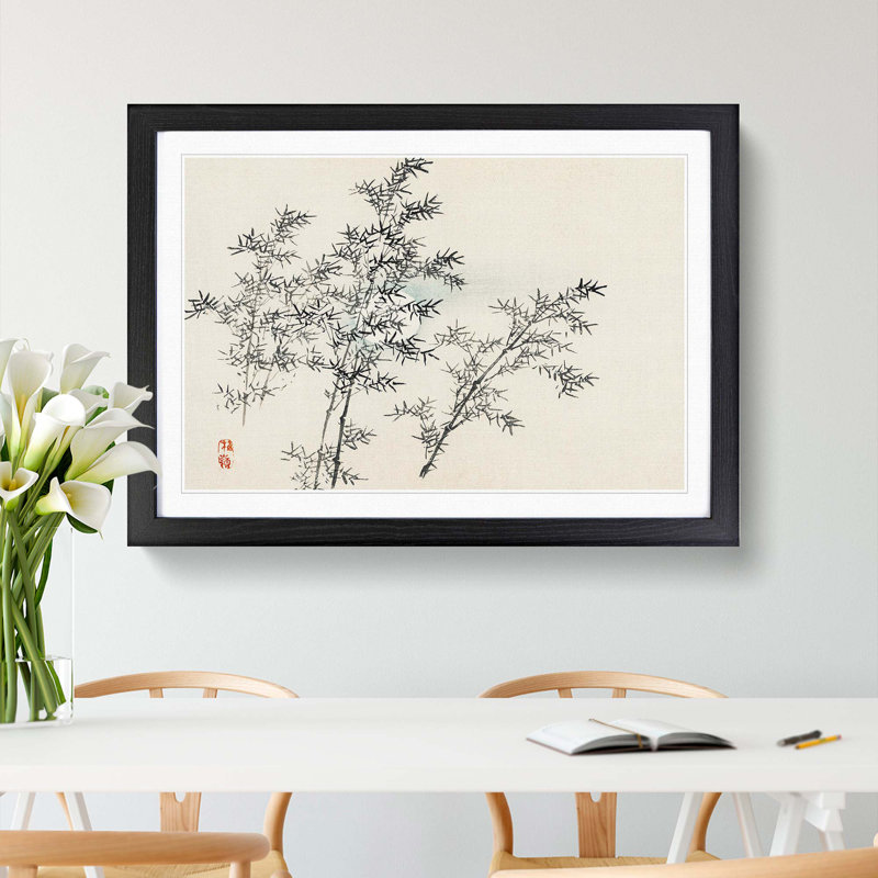 Bamboo Cane by Kono Bairei - Picture Frame Painting Print, 36cm H x 48cm W x 2cm D, Black Framed