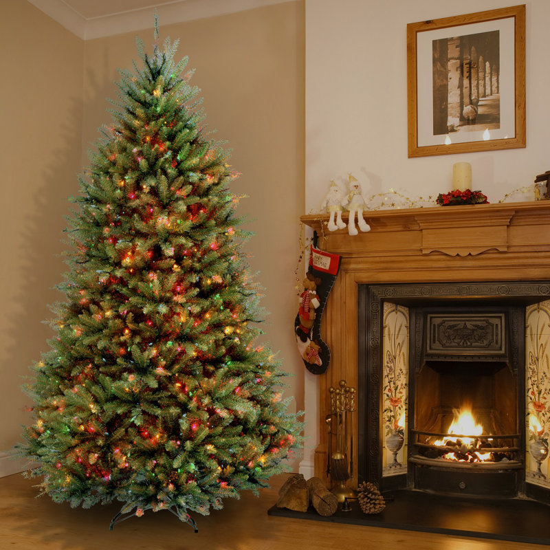 Dunhill Fir 6.5' Hinged Green Artificial Christmas Tree with 650 Multicolored Lights, 6.5'