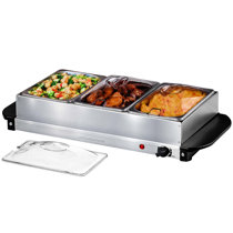 3 X 2.5L ELECTRIC BUFFET SERVER ADJUSTABLE TEMPERATURE FOOD WARMER HOTPLATE  TRAY