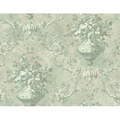 Rouleau de papier peint lisse l 27 pi x l 27 po floral damassé Ayden