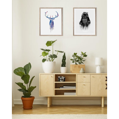Watercolour Stag Abstract Scandi - Single Picture Frame Print