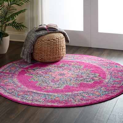 Abbate Oriental Fuchsia Pink Area Rug