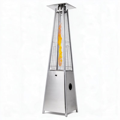 Chauffage de terrasse pyramidal au propane Yardgrace 40 000 BTU avec roulettes - Acier inoxydable
