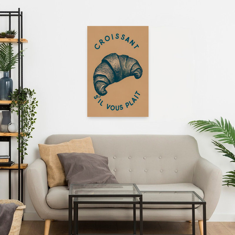 Croissant S'il vous plait, art mural rétro, H 24 po x l 16 po