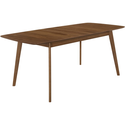Table de salle à manger à rallonge rectangulaire en noyer naturel avec siège Mid-Century pour la salle, 6 places assises, base en bois massif et épingle à cheveux, 30,02 po de hauteur et 59 po de longueur