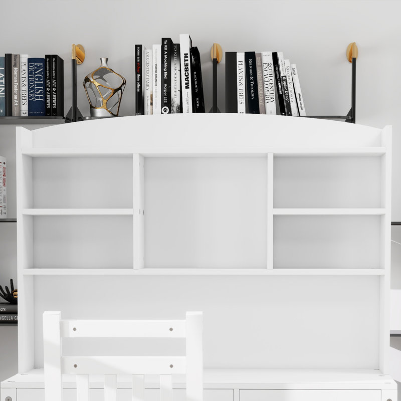 Ensemble de bureau de direction et bibliothèque avec tiroirs et chaise rembourrée l 40 ", Blanc