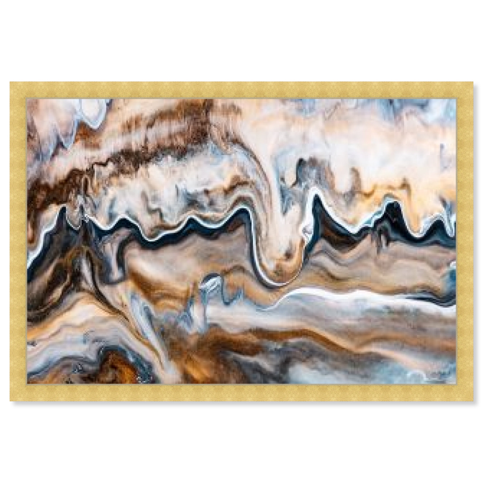 Copper and Blues Painting by Oliver Gal, 26" H x 38" W x 0.5" D, Gold